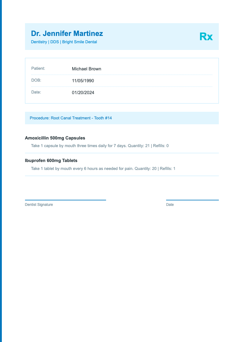 Dental prescription pad